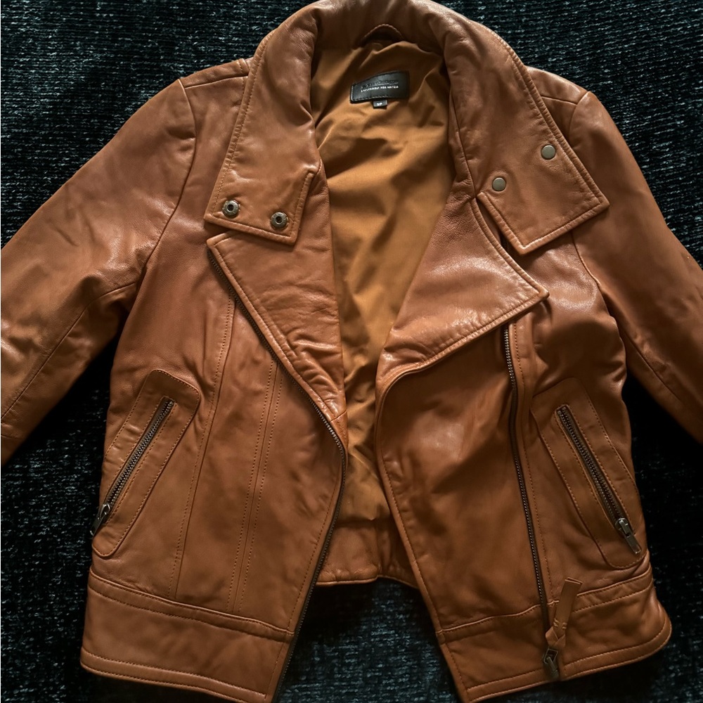 Aritiza genuine brown leather jacket - size S